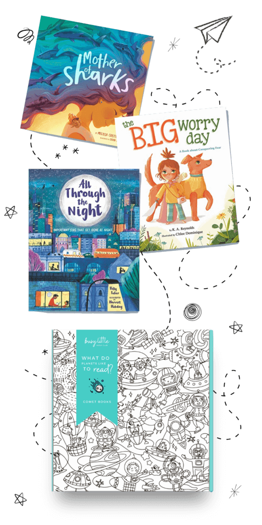 Busy Little Book Club Picture Book Club box with 3 children's books