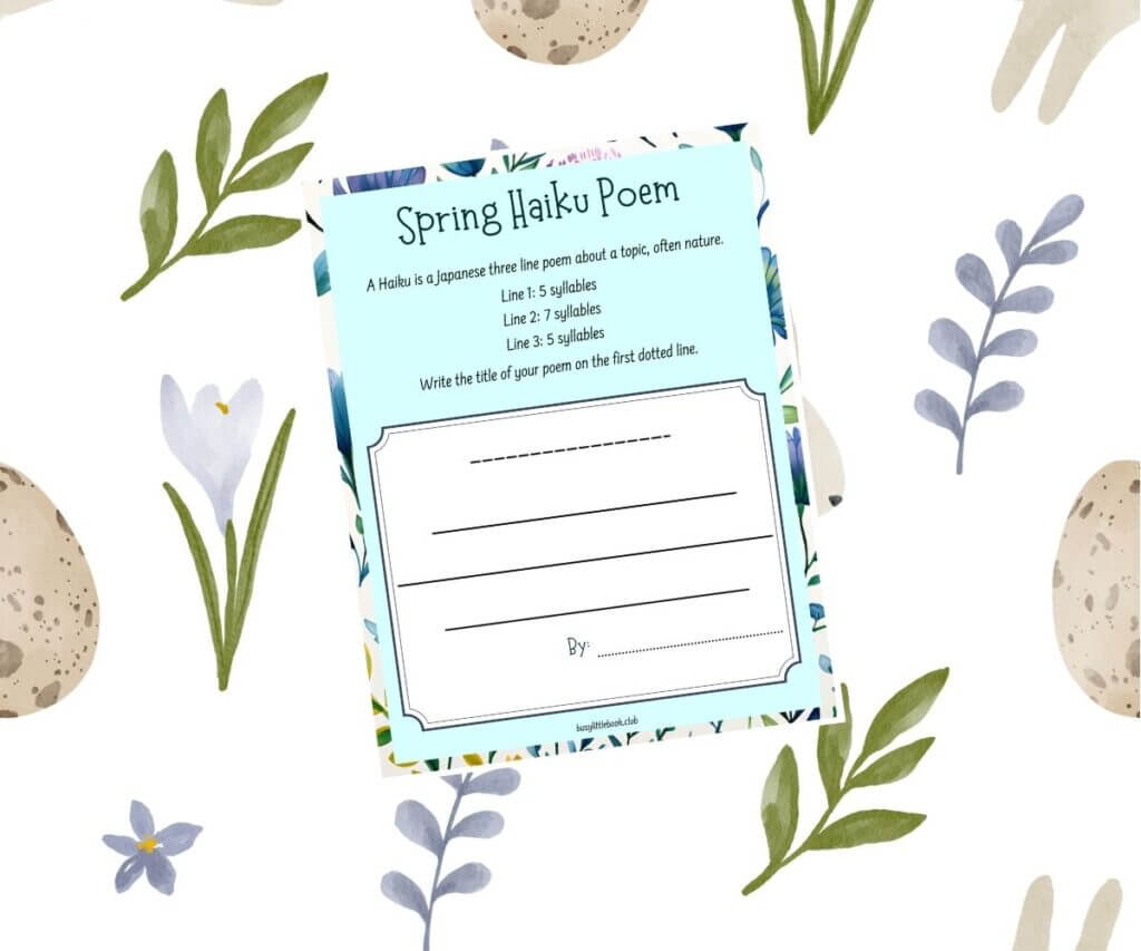 worksheet for kids about how to write a spring haiku poem