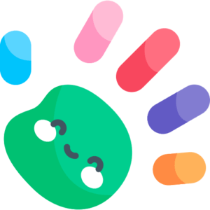 handprint with a smiling face on the palm