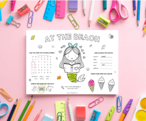 Summer Printable At the Beach Activity Placement Mockup from Busy Little Book Club
